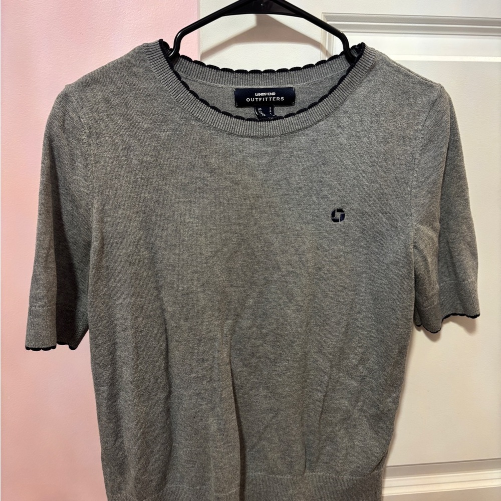 Gray Short Sleeve Sweater